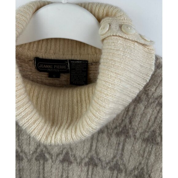 Jeanne Pierre Petites Beige Wool Blend Sweater w/Patterned Knit&Button Details S - Picture 7 of 11